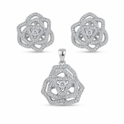 Elegant Floral CZ Necklace Set