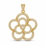 Floral CZ Gold Ladies Pandal Pendant