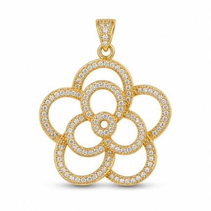 Floral CZ Gold Ladies Pandal Pendant