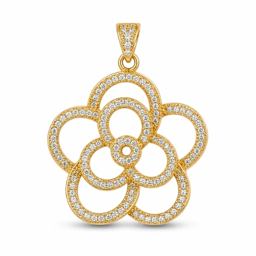 Floral CZ Gold Ladies Pandal Pendant