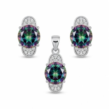 Mystic Rainbow Stone Necklace Set