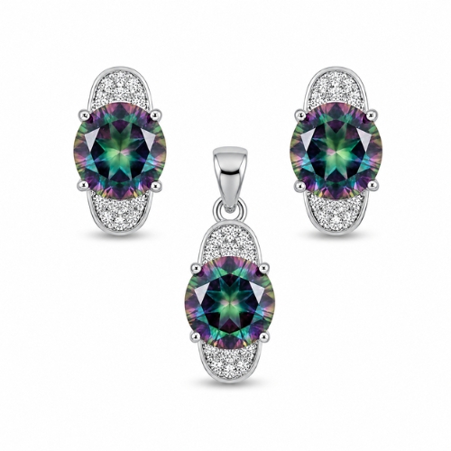 Mystic Rainbow Stone Necklace Set