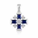 Royal Blue Cross Design Ladies Pandal Pendant