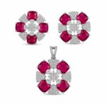 Ruby Blossom Designer Necklace Set