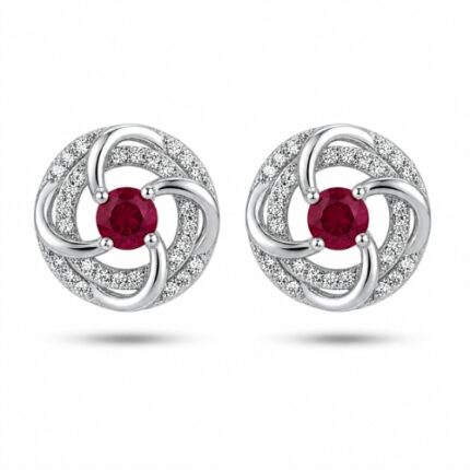 Ruby Swirl Designer Stud Earrings