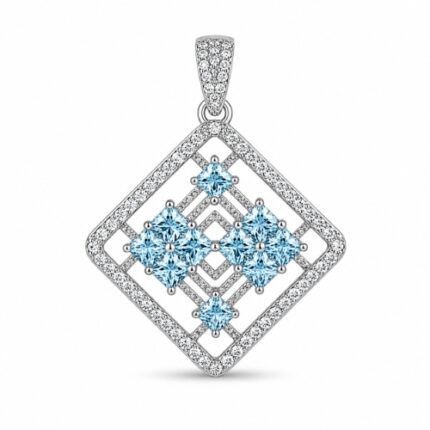 Sky Blue Diamond Shape Ladies Pandal Pendant
