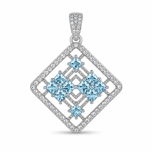 Sky Blue Diamond Shape Ladies Pandal Pendant