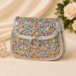 Handcrafted Floral Silver Clutch Purse | Premium Designer Ethnic Handbag