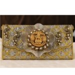 Designer Lakshmi Peacock Silver Clutch Purse for Women | Premium Bridal Wedding Handbag - Image 2