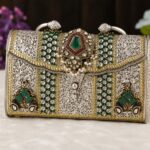 Luxury Handmade Floral Metal Clutch Purse for Women | Designer Ethnic Wedding Handbag - Image 2