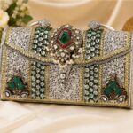 Luxury Handmade Floral Metal Clutch Purse for Women | Designer Ethnic Wedding Handbag