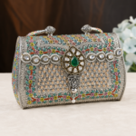 Luxury Multicolor Floral Designer Bridal Clutch Purse | Premium Handcrafted Wedding Handbag for Women - Image 2