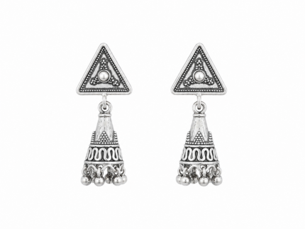 Silver Triangle Jhumki Earrings