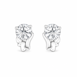Silver Round CZ Stud Earrings