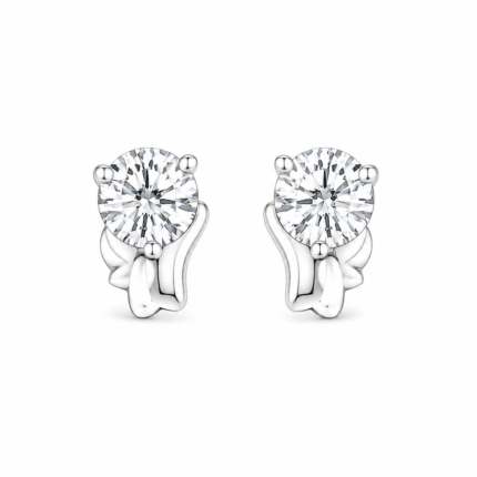 Silver Round CZ Stud Earrings