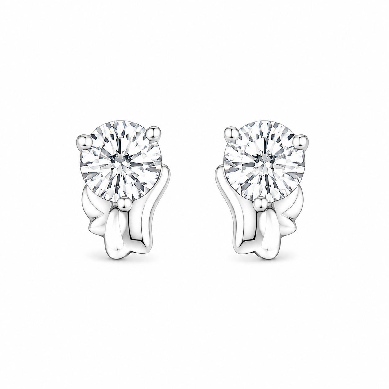 Silver Classic Round CZ Stud Earrings for Women Silver Round CZ Stud Earrings