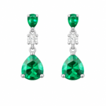 Silver Green Drop Earrings