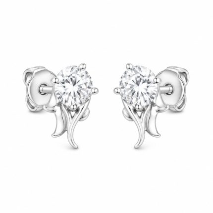 Silver Floral CZ Stud Earrings