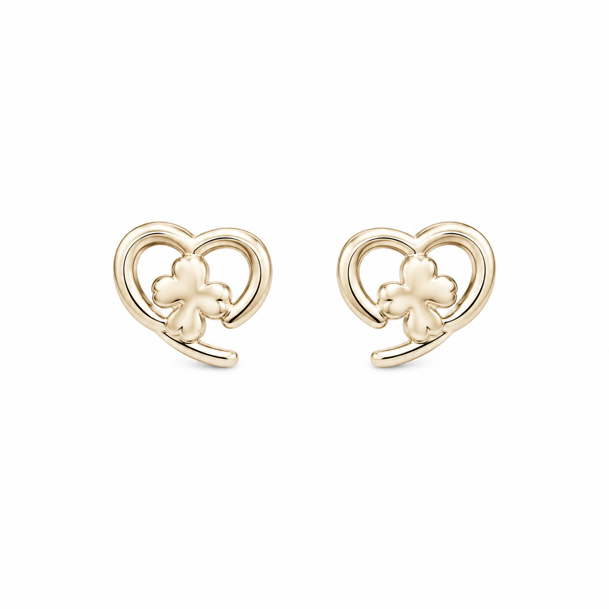 Silver Heart Clover Stud Earrings for Women Silver Clover Stud Earrings