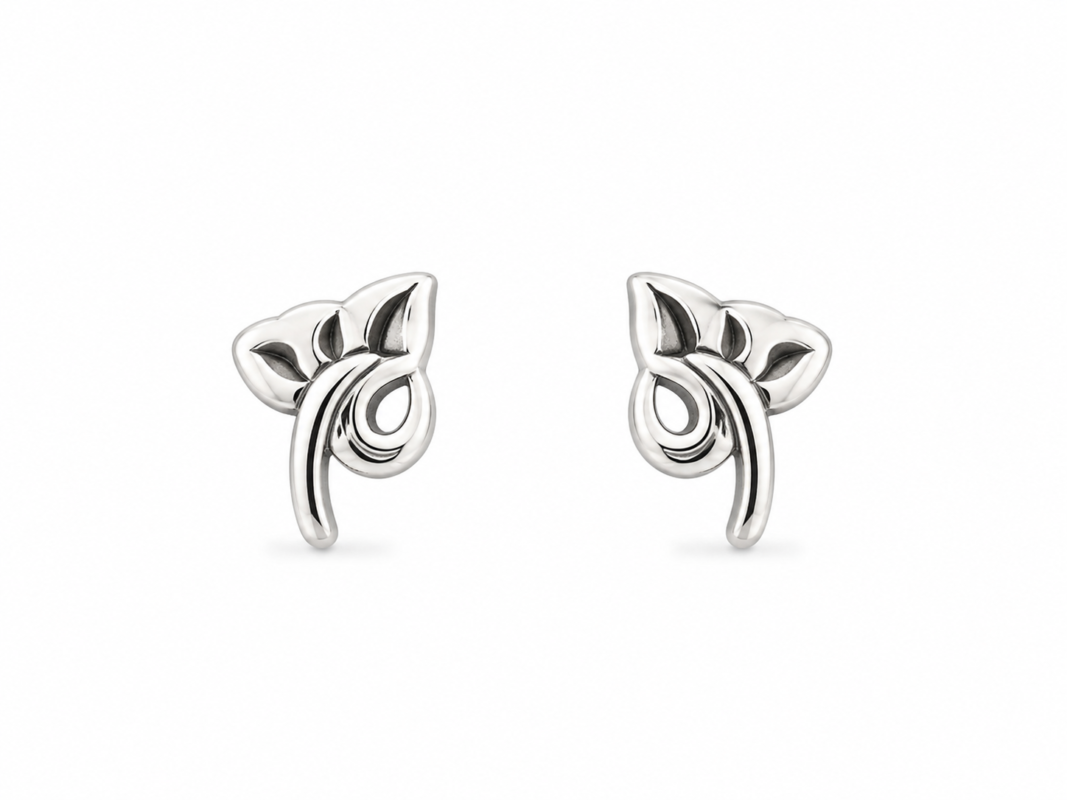 Silver Leaf Stud Earrings