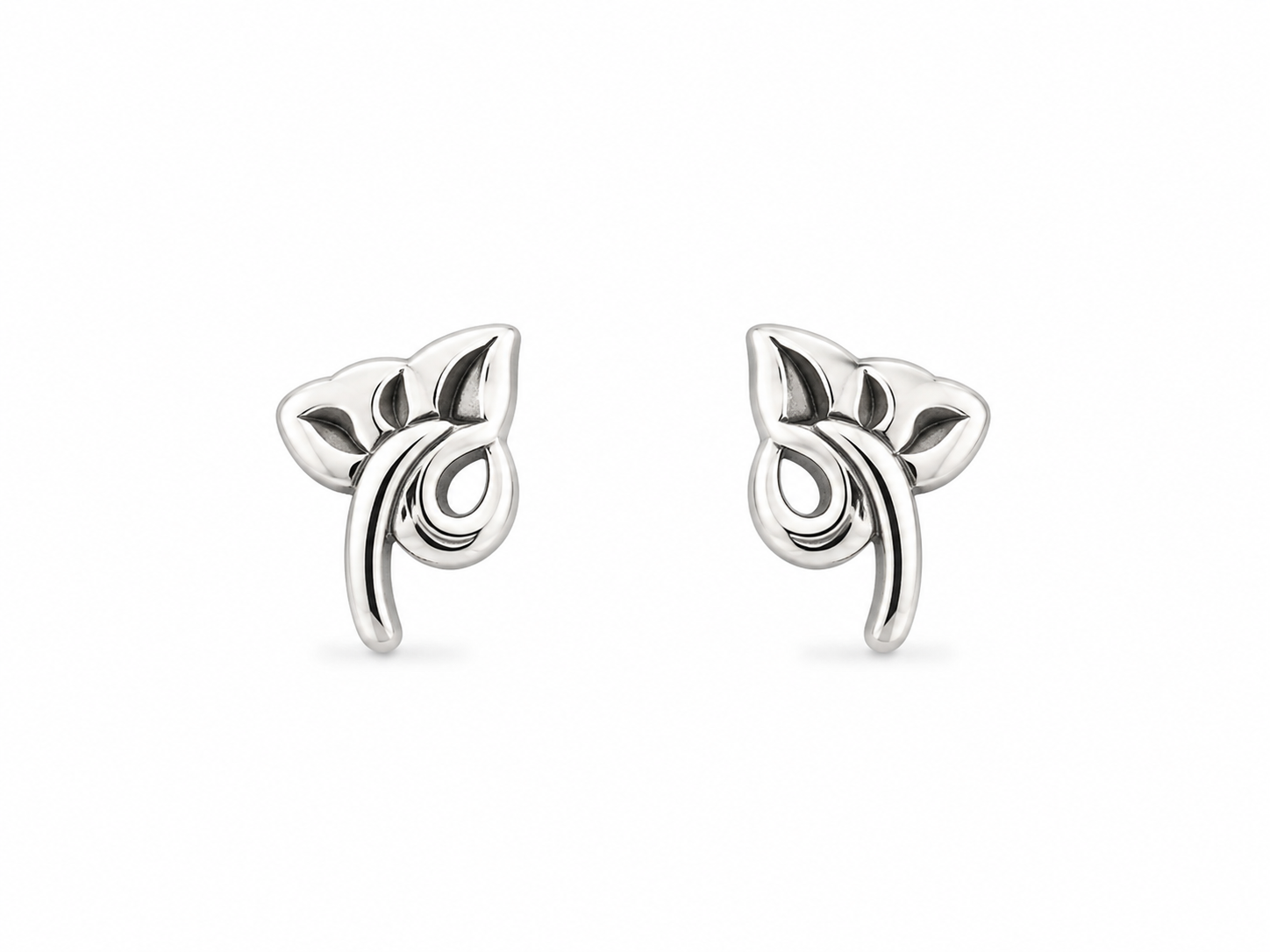 Silver Leaf Swirl Stud Earrings for Women Silver Leaf Stud Earrings