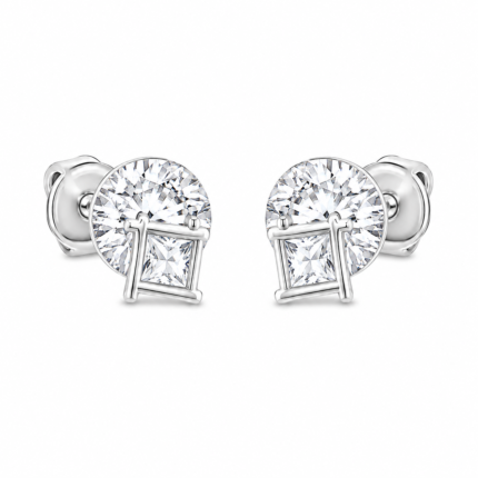 Silver Princess Cut CZ Earrings