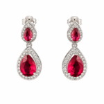 Silver Ruby Drop Earrings