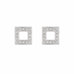 Silver Square Stud Earrings with Cubic Zirconia