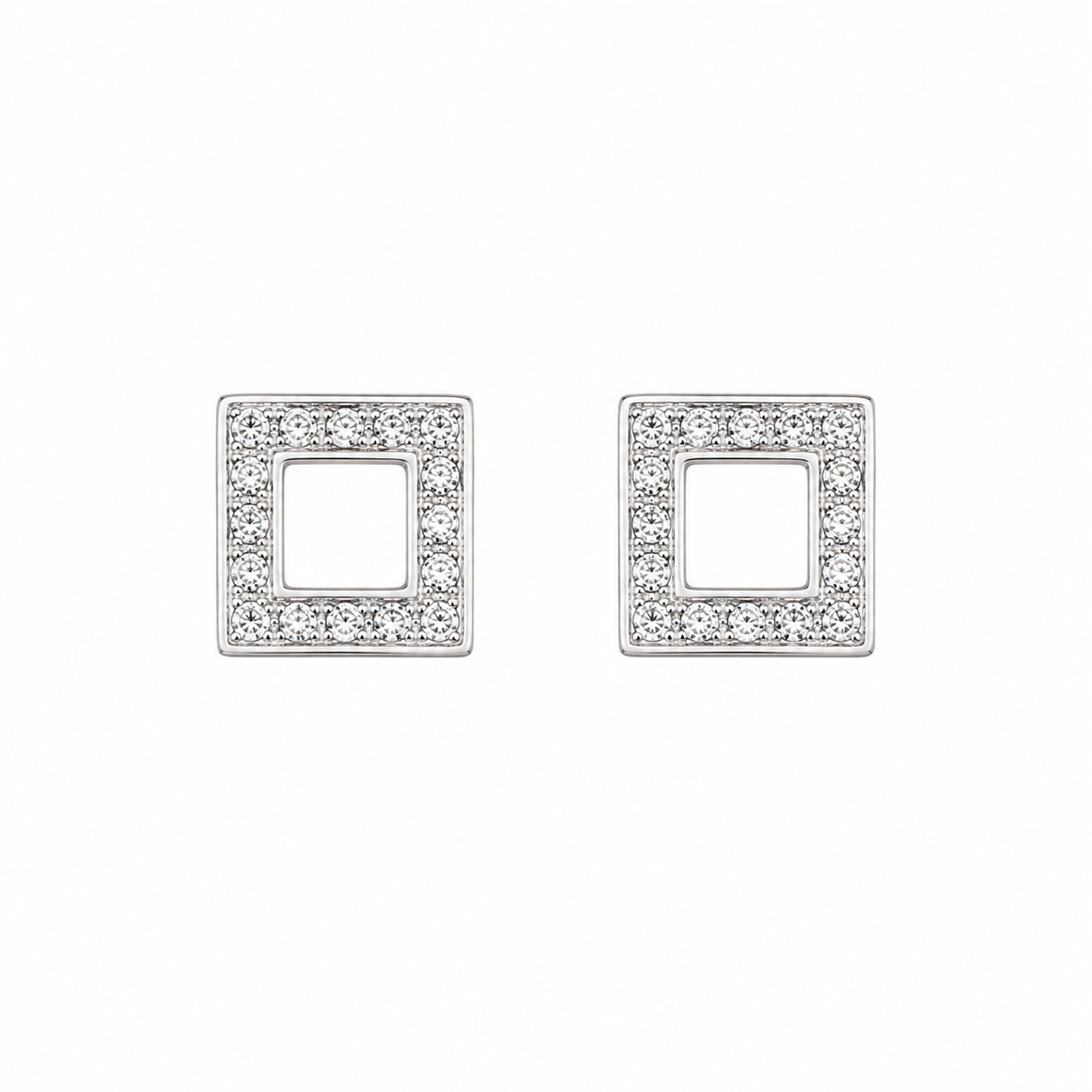 Silver Square Stud Earrings with Cubic Zirconia Silver Square Stud Earrings with Cubic Zirconia