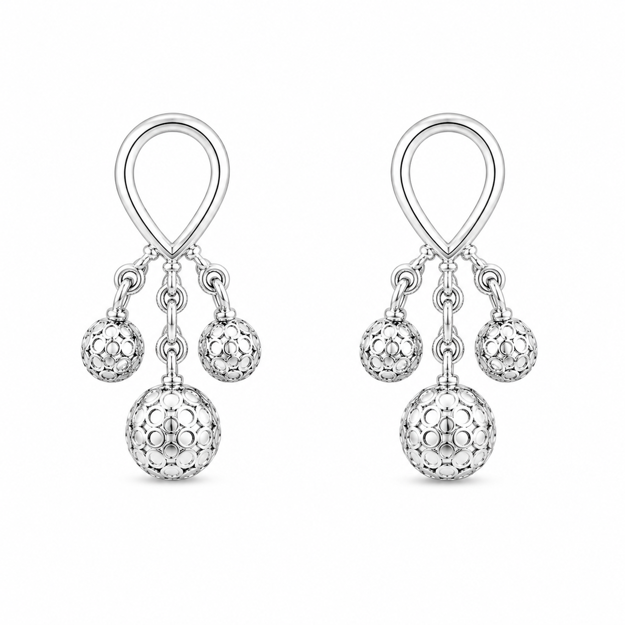 Silver Triple Ball Drop Earrings for Women Silver Ball Drop Earrings
